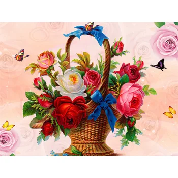 

100% Full 5D diy Daimond Painting 3D diamond painting full round rhinestones diamant painting embroidery "A Basket Of Roses "