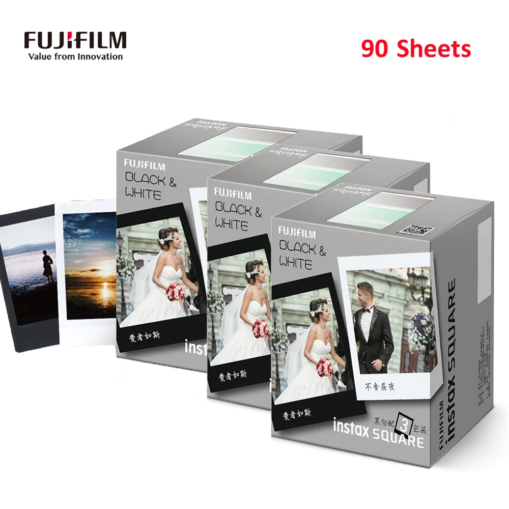 30-90 листов Fujifilm Instax квадратная пленка белая черная мгновенная пленка бумага для Fujifilm Instax квадратная SQ20 SQ10 SQ6 SHARE SP-3 SQ - Цвет: 90 Sheets