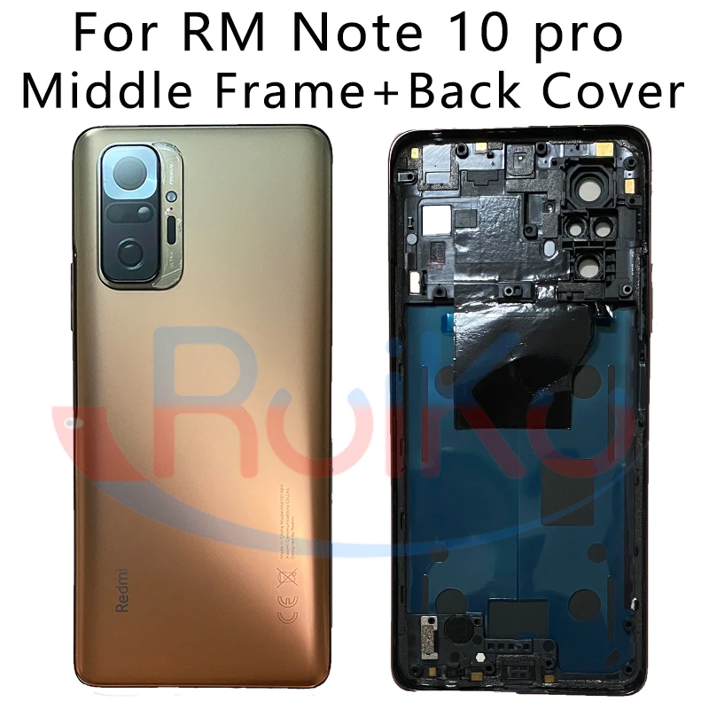 New For Redmi Note 10 Pro Back Battery Cover Glass Rear Door Housing Replacement for Redmi note 10 pro Middle Frame frame mobile phone Housings & Frames