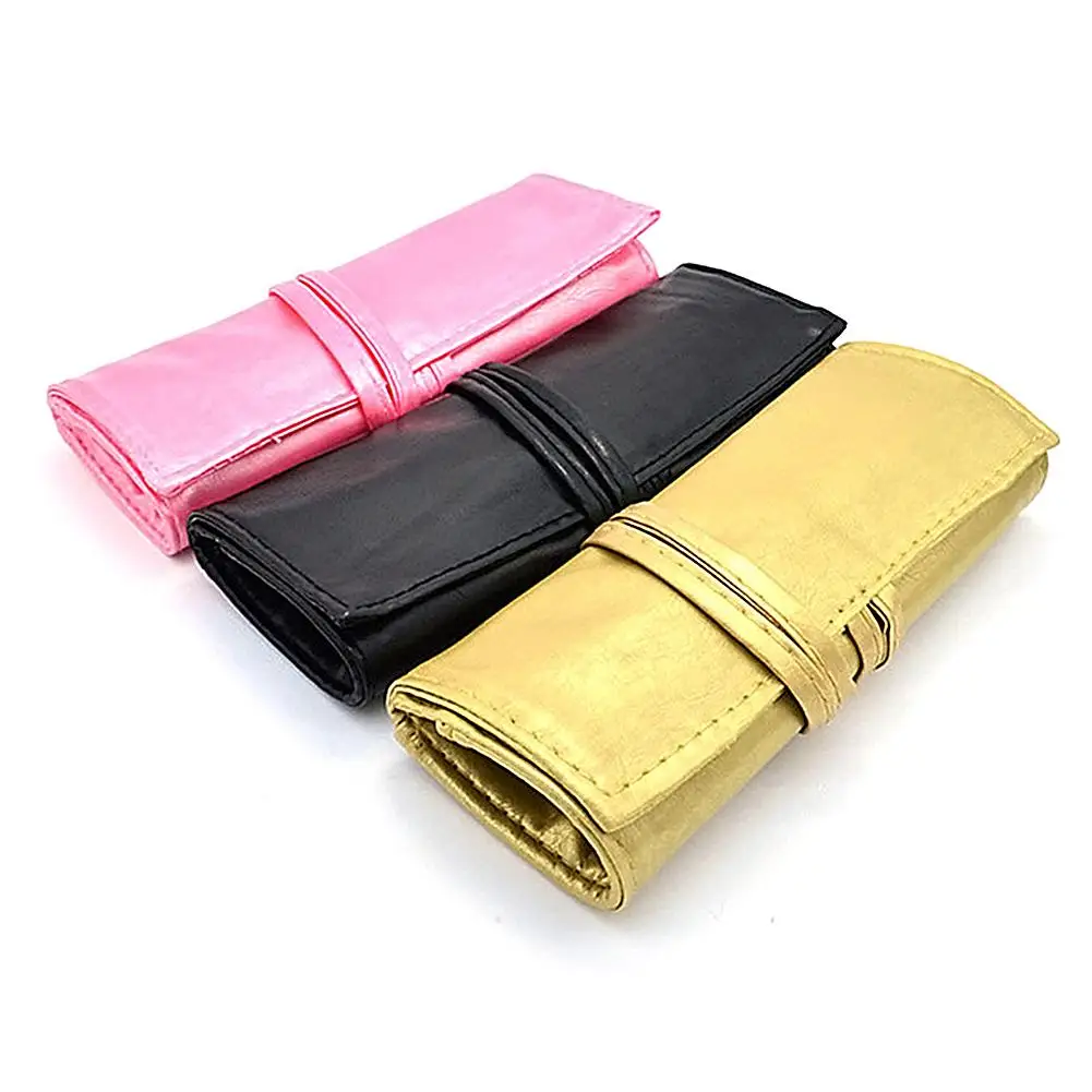 

2 colours Wrap Roll Up Pen Case Makeup Brushes Holder Cosmetic Storage Bag Beauty Makeup Brushes Belt PU Leather Handbag Tool