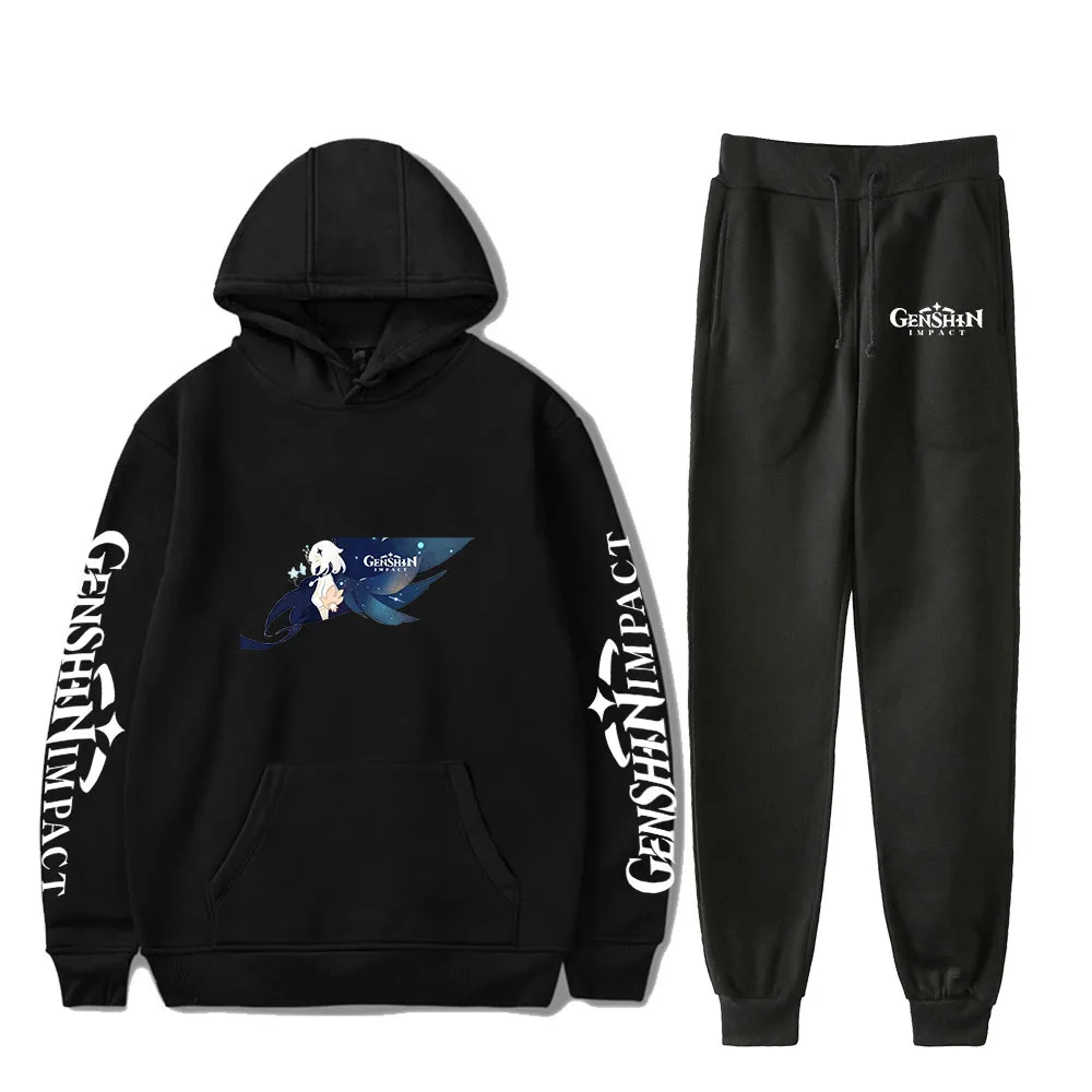 

Genshin Impact Print Fashion Fall Suit Hoodies Sportswear Hooded Sweatshirt + Ankle Banded Pant Two Piece Set Novelty style