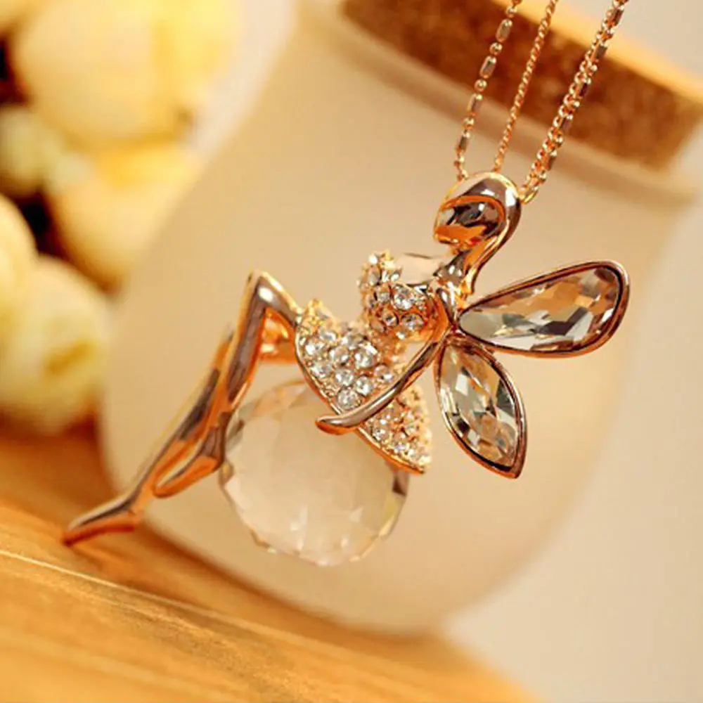 Vintage Butterfly Fairy Pendant Necklace Women Fashion Sweater