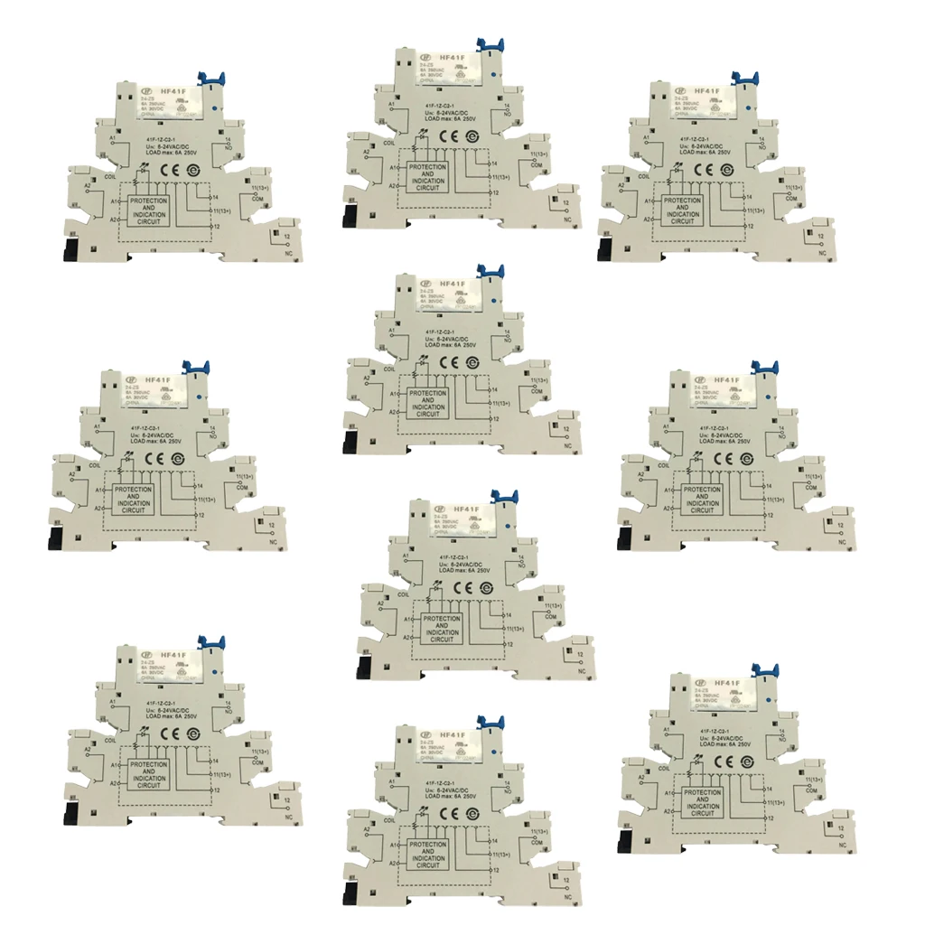 10PCS Hongfa 5 PIN Relay Socket 6-24V AC/DC 6A Use with HF41F PCB Relay Module