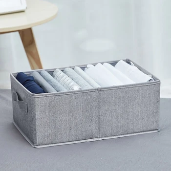 

Foldable Clothes Storage Box Cloth Underwear Organizer Linen Cotton Fabric Sweaters Socks Box Closet Wardrobe Drawer Organizer