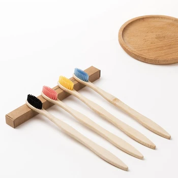 

Bamboo Toothbrush Rainbow Colorful hard Bristles Biodegradable Teeth Brush wooden Toothbrushes with case Oral Care Tooth