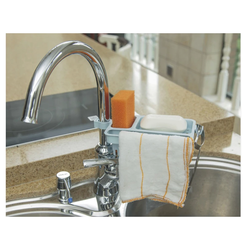 

Migecon Plastic Faucet Drain Rack Sink Sponge Holder Storage Clip Drain Dry Towel Organizer Shelf for Bathroom Kitchen