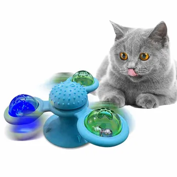 

Cats Windmill Toys Puzzle Whirling Turntable With Brush Windmill Kitten Interactive Toys Supplies Pet Cat Play Game Toys