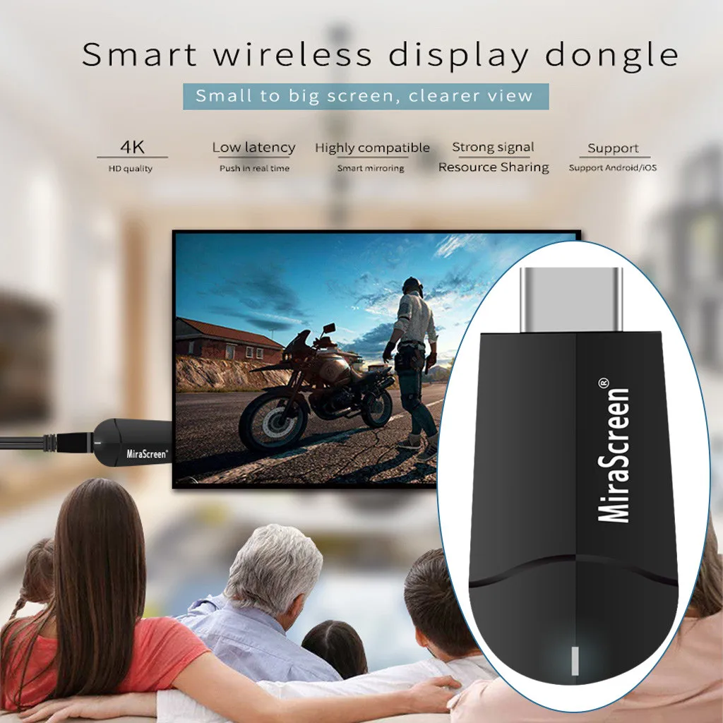 Mirascreen беспроводной адаптер дисплея, WiFi HDMI конвертер DualCore H.265/HEVC беспроводной WiFi Дисплей