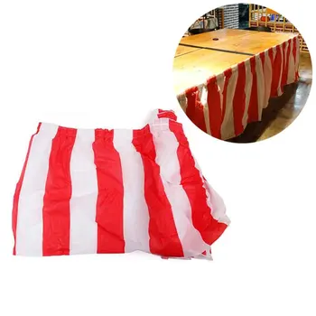 

Wedding Birthday Party Red and White Stripes Knitted Table Skirt Wedding Party Table Decoration Party Supplies