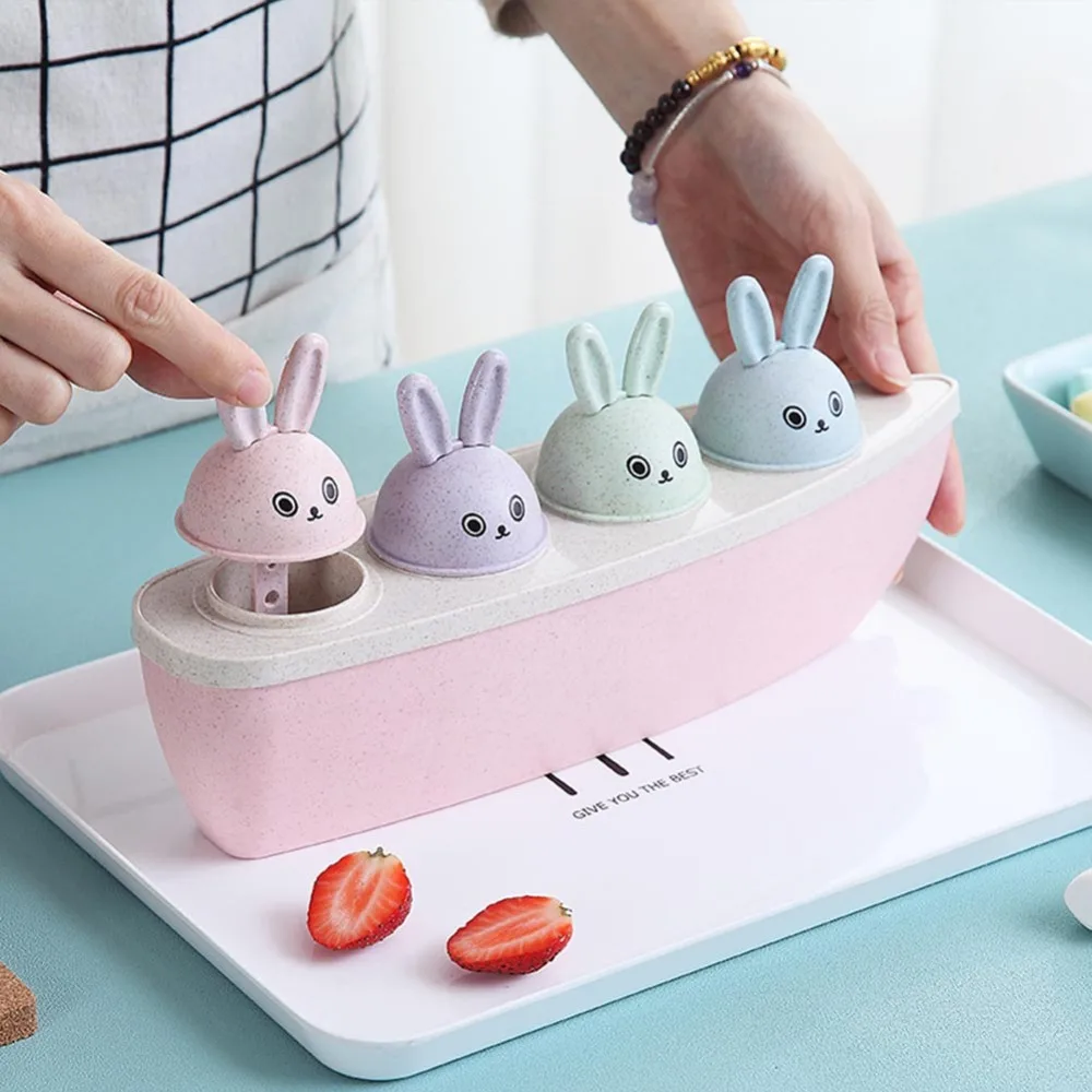 Home Food Grade Cartoon Cute Rabbit Ice Cream Mold DIY Homemade Popsicle