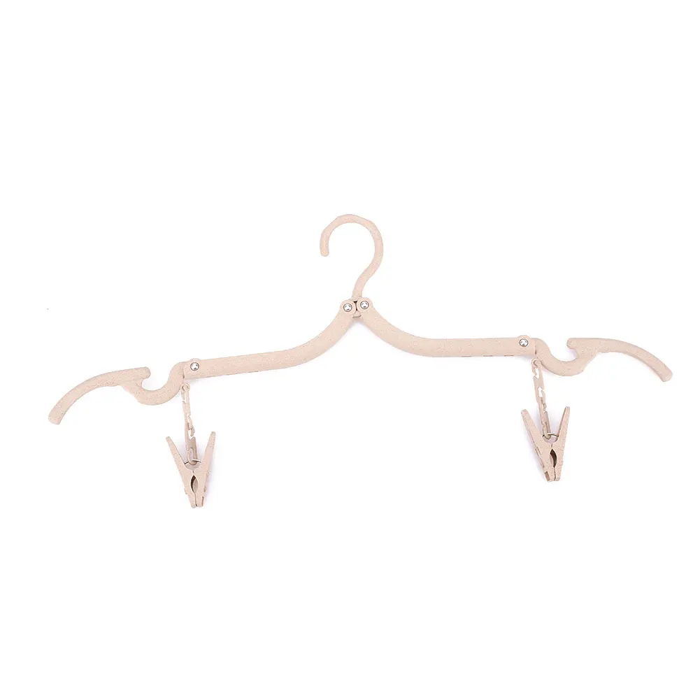 apricot Portable Folding Clothes Hanger Clip Holiday Outdoor Travel Clothes Hanger - Цвет: apricot
