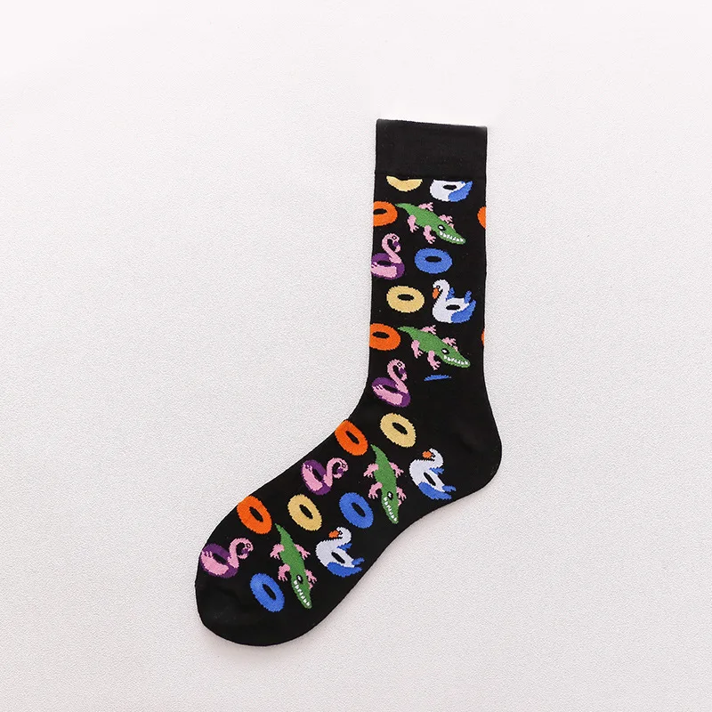 1 пара, новинка, мужские носки из чесаного хлопка Необычные носки в полоску с креативным рисунком забавные мужские носки-лодочки подарок на год, носки для счастливого человека - Цвет: 34