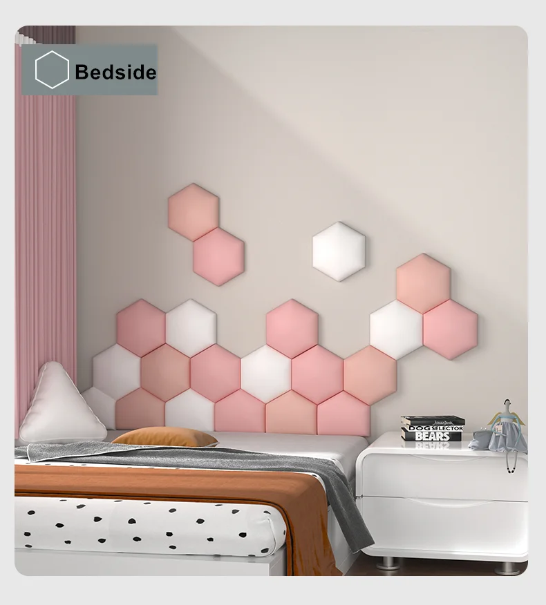 Hexagon Bed Headboards Soft Pack Wall Sticker Self-adhesive Backdrop Wall Decor Cabeceros Tatami Kids Anti-Collision Tete De Lit