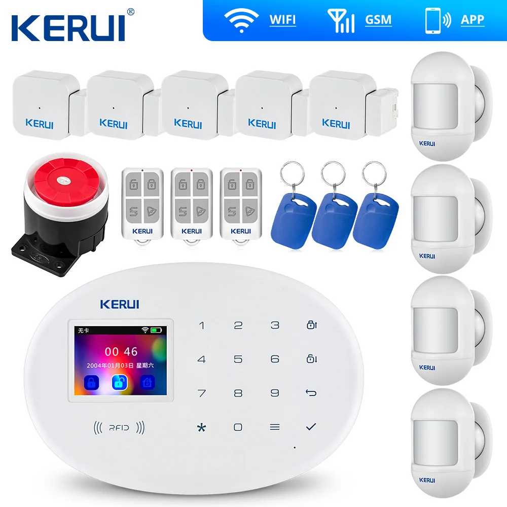 KERUI W20 GSM Wi Fi сигнализация 2 4 дюйма Сенсорная панель охранная APP RFID мини подвижная