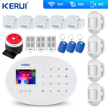 

KERUI W20 GSM Wifi Alarm 2.4 inch Touch Panel WiFi GSM Security Burglar Alarm System APP RFID Mini Movable PIR Sensor Siren