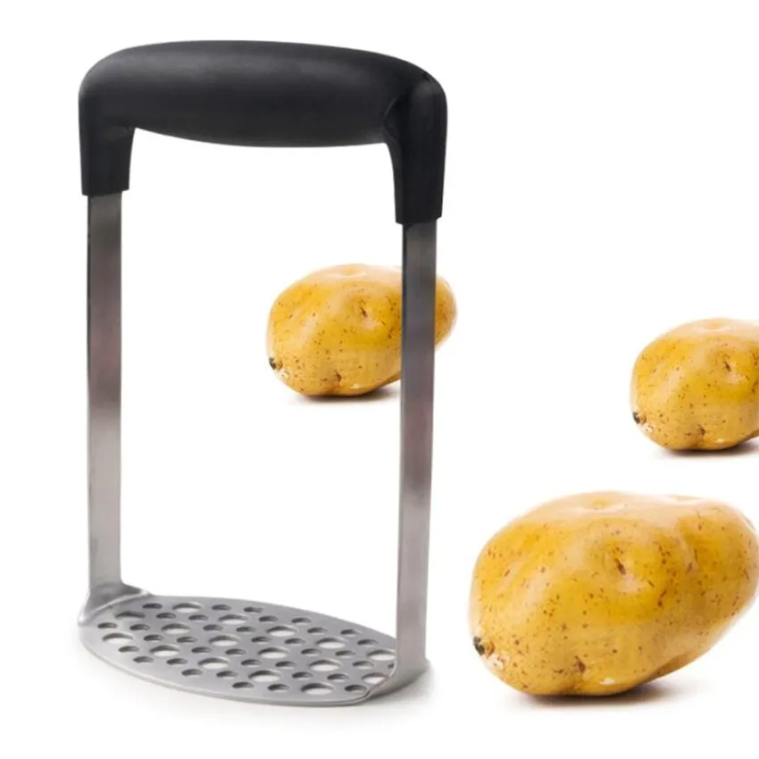 

ERMAKOVA Stainless Steel Potato Masher Ricer Broad Ergonomic Handle Fine-grid Mashing Plate for Smooth Mashed Potato