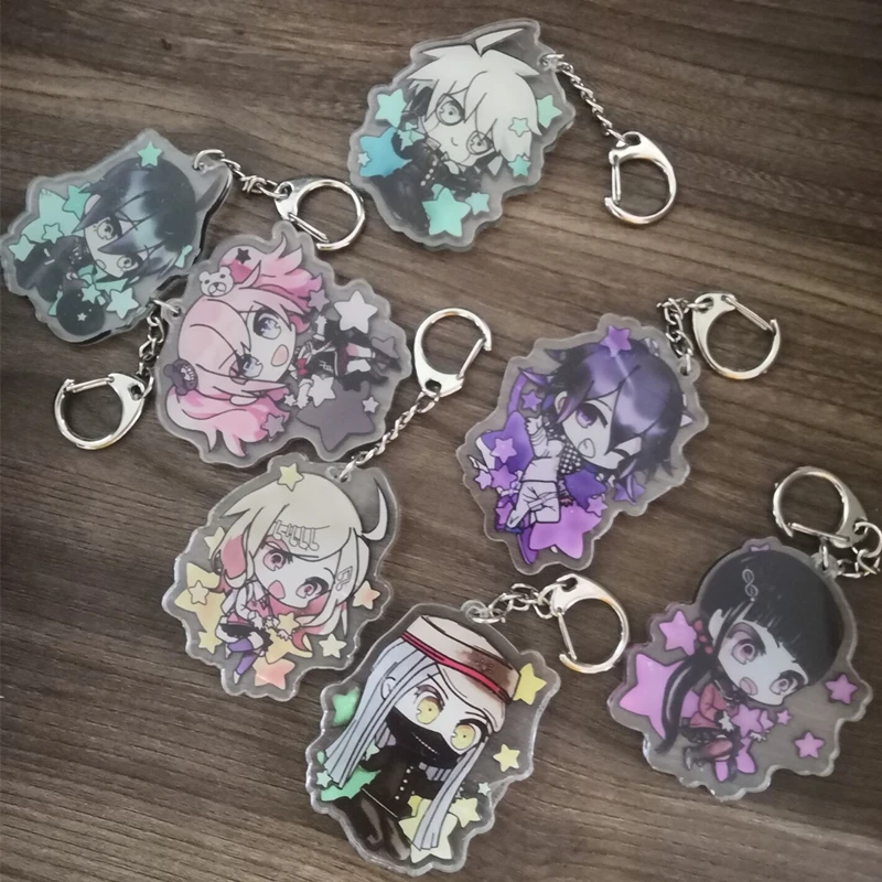 Anime-Dangan-Ronpa-Danganronpa-V3-Key-Chains-Two-sided-Keychain-Cosplay-Acrylic-Pendant-Keyring