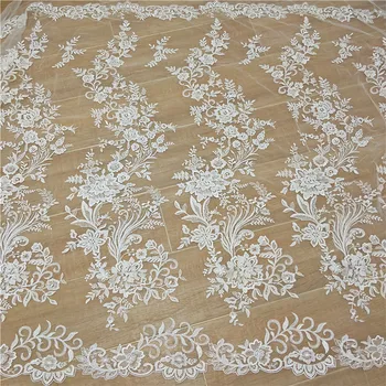 

New French Sequined Lace Fabric Border Embroidery Flower Wedding Dress DIY Sewing Accessories RS2713