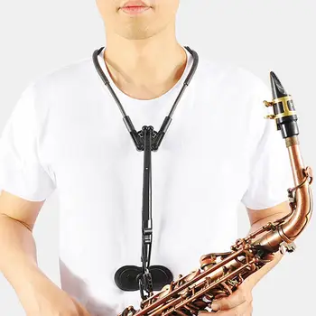 

Adjustable Black Double Shoulder Saxophone Neck Strap Sax Stage Play Neck Belt Protect The Cervical Spine
