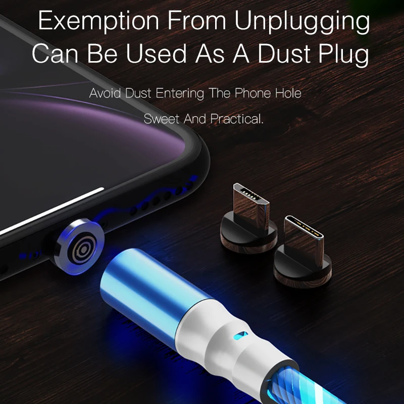 Магнитный кабель usb type-C, магнитный кабель, светодиодный, для быстрой зарядки, USB кабель микро-зарядного устройства, провод для iphone X 11Pro Xiaomi