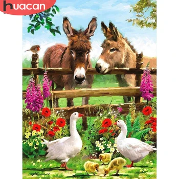 

HUACAN 5D DIY Diamond Painting Donkey Diamond Embroidery Animals Full Drill Square Goose Decoration Home Picture Of Rhinestone