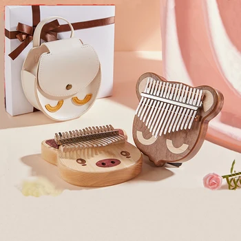 

17 Key Kalimba African Mahogany Cartoon Thumb Finger Piano Sanza Keyboard Calimba for Beginner Wood Musical Instruments with Bag