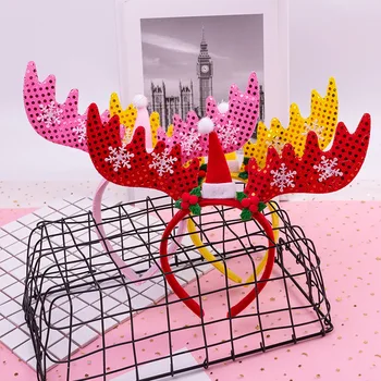 

Christmas Hairpin Deer Ear Small Cloth Flower Headband Christmas Section Dressing up Props Head Buckle Christmas Party Gift