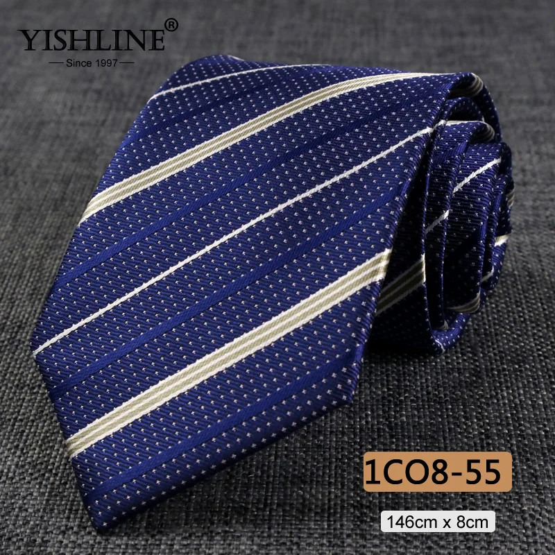 1CO8-55 YISHLINE, распродажа, 8 см, мужские галстуки, классический галстук, синий, для мужчин, в полоску, в клетку, серый, розовый, деловой галстук для жениха, свадебные аксессуары - Цвет: 1CO8-55