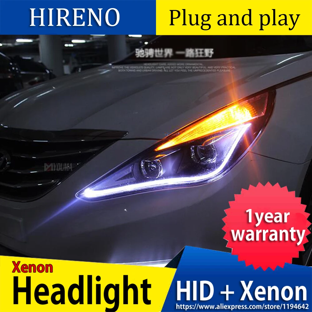 Автомобильный Стильный чехол на головную лампу для hyundai Sonata 2011- фары светодиодный фары DRL Объектив Двойной Луч Биксеноновые HID аксессуары