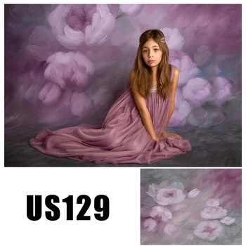 

Watercolored Giant Pink Flowers Pattern Background mother's Day Kids Photocall Photography Backdrop Studio Booth Baby Portrait