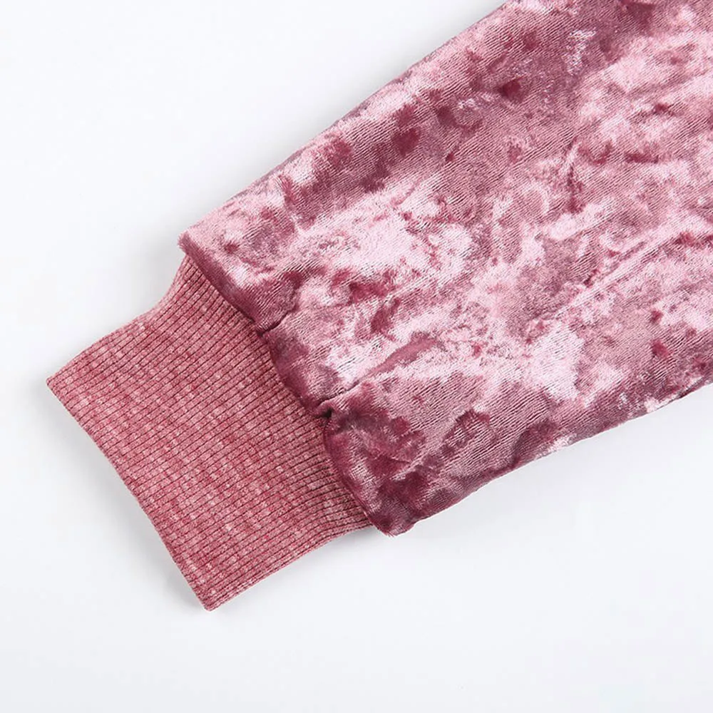 Женская бархатная бейсбольная куртка OSTRICH, осенняя, с длинным рукавом, с круглым вырезом, на молнии, Бомбер, мотоциклетная, свободная, крутая и модная куртка, верхняя одежда