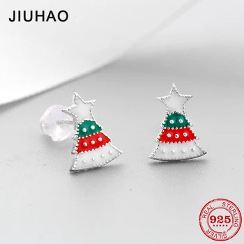 

Christmas Gift 100% Authentic 925 Sterling Silver Christmas Tree Stud Earrings women Fashion Party 2018 Jewelry Handmade