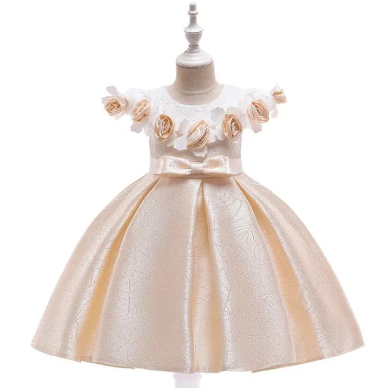 Платье для девочек платья ручной работы с цветами маленьких праздничное платье