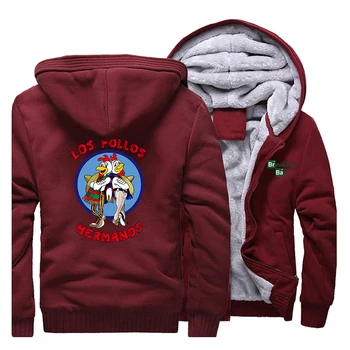 

LOS POLLOS Hermanos Mens Thick Hoodies Hip Hop Winter Jacket Letter Print Breaking Bad Men Sweatshirt Chicken Brothers Coat 5xl