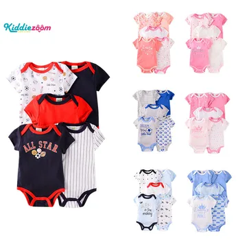 

5PCS/LOT Newborn Baby Boy Clothes Infant Body Short Sleeve Girl Boy Clothing Design 100%Cotton Rompers de bebe Costumes