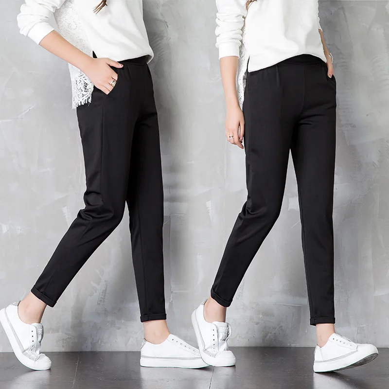 Pantalones clásicos de sport para mujer, pantalón de pierna ancha con abalorio de nueve puntos