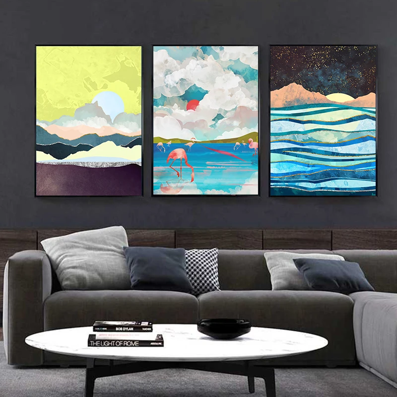 

Abstract Wall Art Beautiful Scenery Watercolor Paintings Nordic Canvas Posters Prints Living Room Bedroom Corridor Decoration