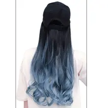 Модная женская бейсбольная шляпа с длинной большой волнистой высокой температуры волокна парик