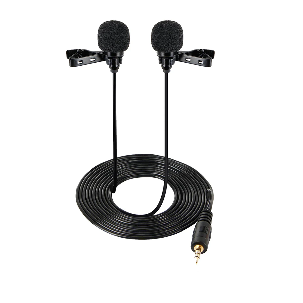 

3.5mm Collar Clip Condenser Double Head Smartphones Microphone For Lecture Teaching Lapel Hands Free Clear Studio Universal Mini