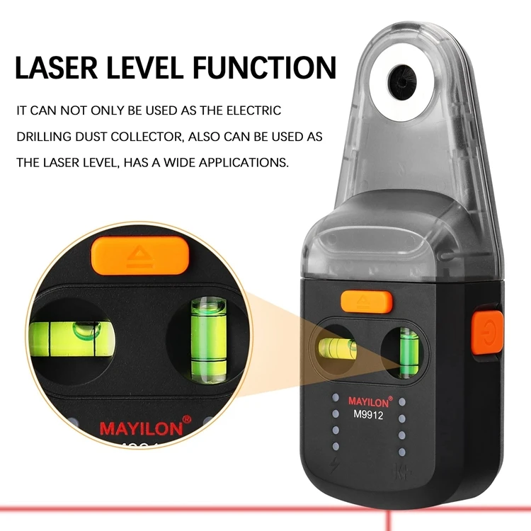 Electric Drilling Dust Collector Laser Level Meter Wall Suction Vacuum Drill Dust Cleaning Tools 13mm Large Aperture 9