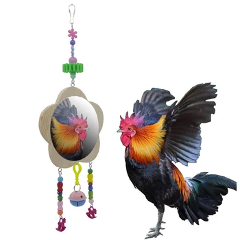 

Hen with mirrored chicken toy chicken wooden with bell wooden mirror toy hen rooster