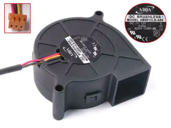 

ADDA AB0612LB-A03 DC 12V 0.20A 58x58x25mm 3-проводной Вентилятор охлаждения сервера