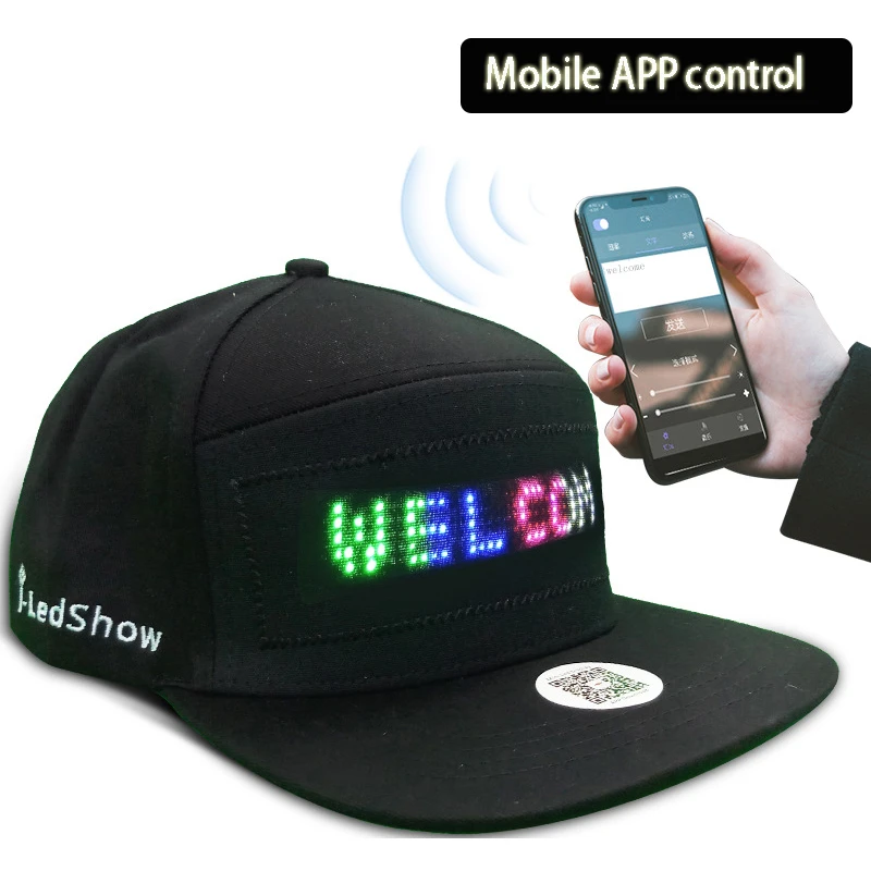 Bluetoothコントロール付きledライトキャップ メッセージと画像付きの明るい野球帽 ファッショナブルなパーティーアクセサリー 野球帽 Aliexpress
