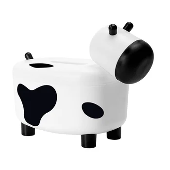 

1 Pc Cattle Shape Dual-Use Tissue Box Creative Tissue Holder Toothpick Box Cute Napkin Container (White Black)