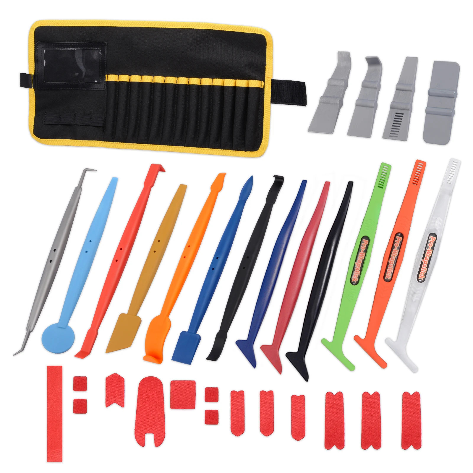 FOSHIO 32pcs/Kit Vinyl Car Wrap Tool Bag Magnetic Stick Squeegee Set  Scraper with Storage Bag Carbon Fiber Film Wrapping Tools