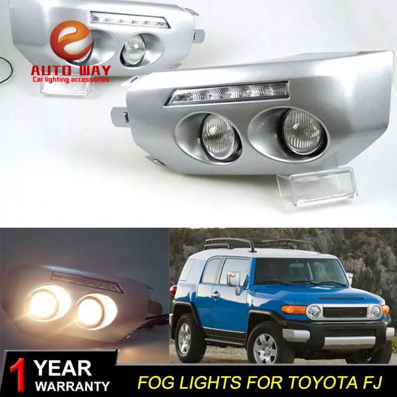  Free shipping  12V 6000k LED DRL Daytime running light case for Toyota FJ cruiser Fog lamp frame Fo - 32705653133