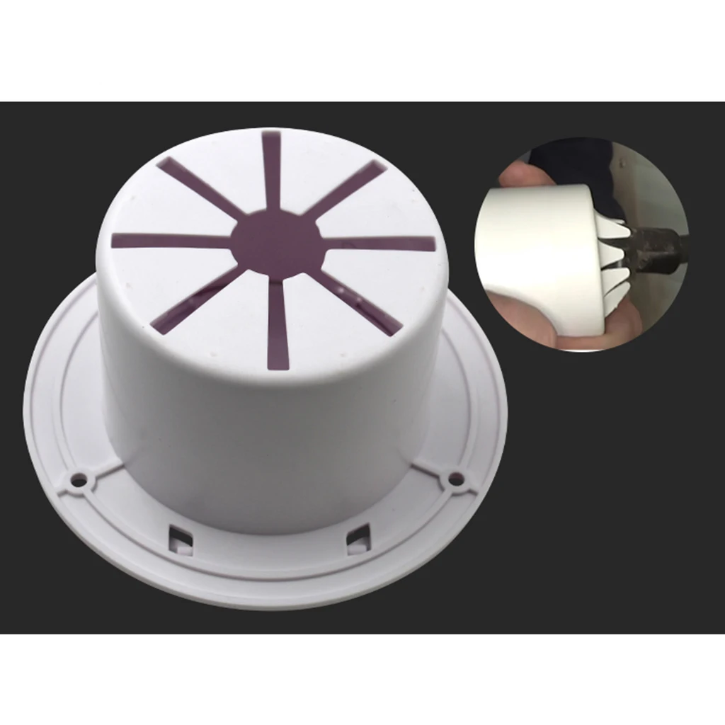 5.2 inch Round RV Camper Electrical Cable Hatch with Back, Boat Electric Power Cord Storage Hatch Flip Up Cover, White