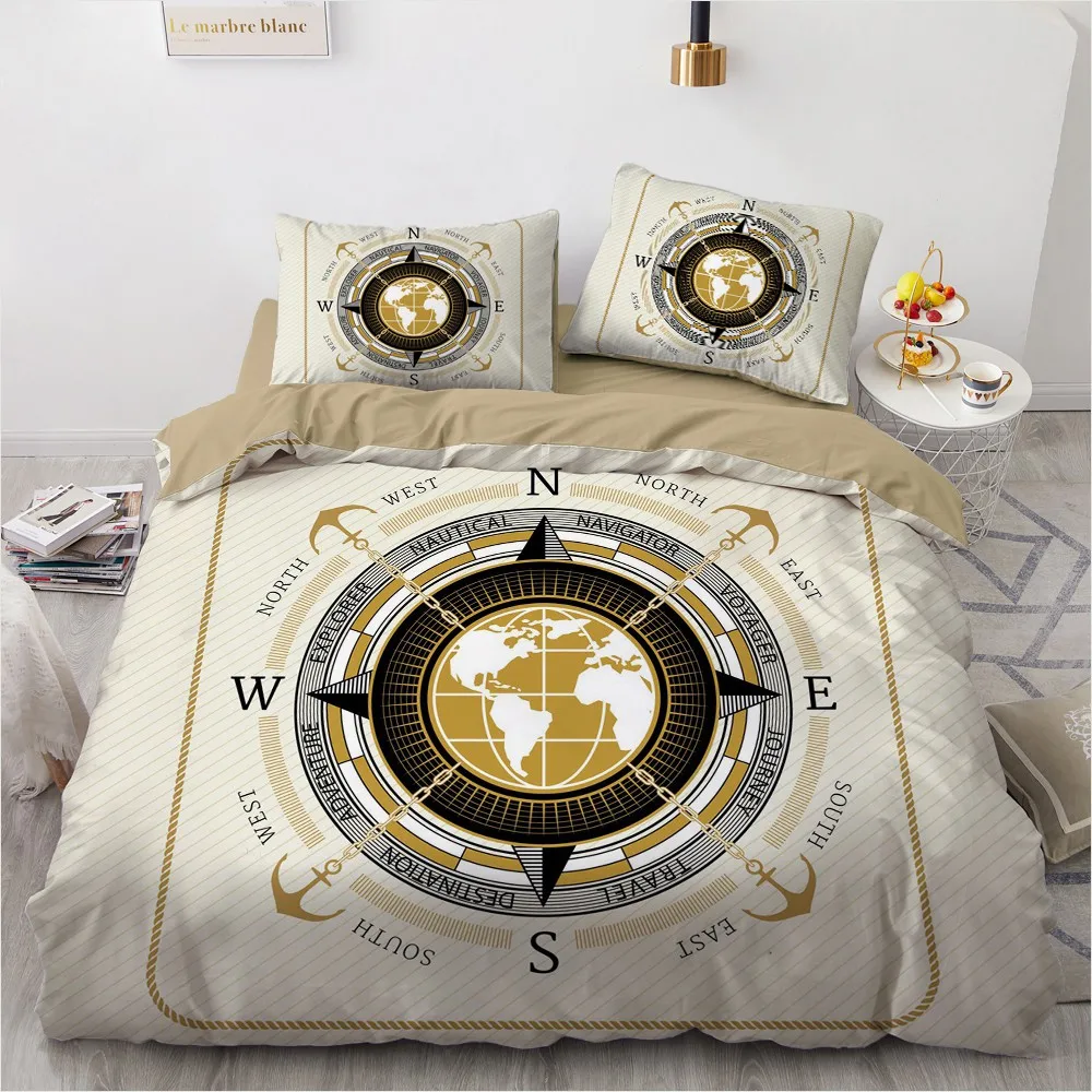 

3D Printed Bedding Sets luxury Navigation Big Compass Roclet Astronaut Single Queen Double King Twin Bed For Home Duvet Cover