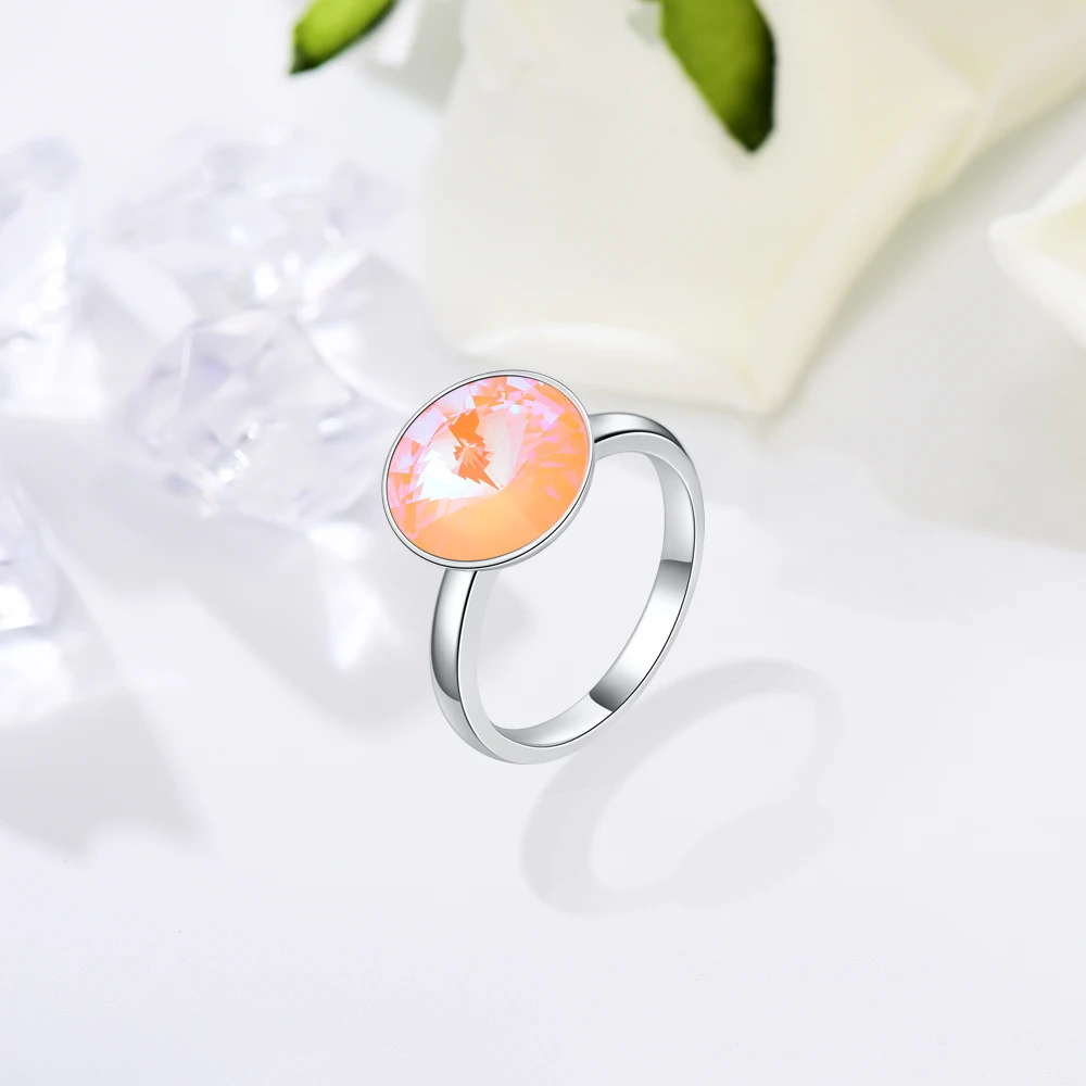 Женские кольца с кристаллами Swarovski, новые модные кольца с круглым камнем RIVOLI для женщин, элегантные вечерние ювелирные изделия на свадьбу, романтический подарок