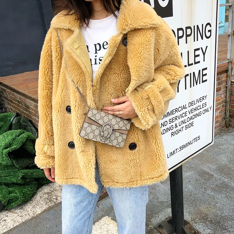 Harppihop rabbit fur Genuine Knitted coat for Women Raccoon Fur collar Jacket Trench Outwear fashion street party jacketC918 - Цвет: 2